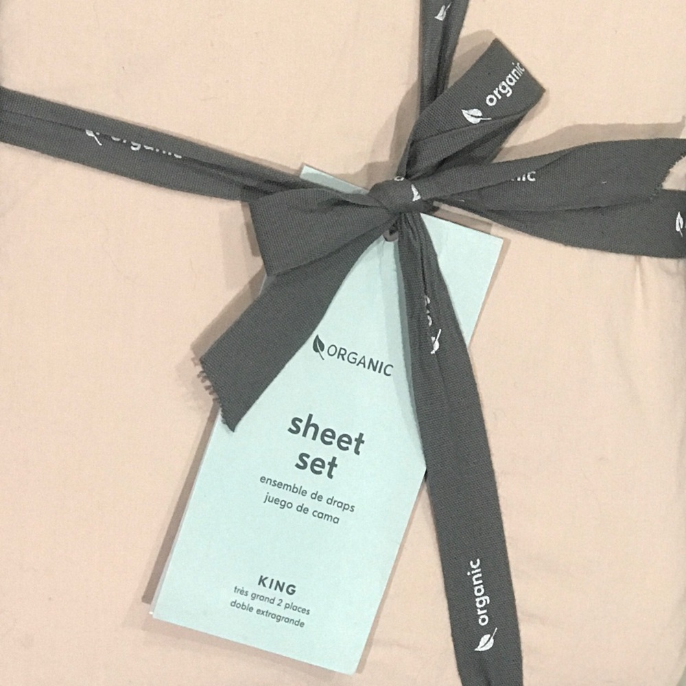 West Elm Organic Cotton KING sheet set, Pink Blush